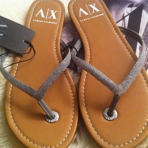 AX Armani Exchange Silver Flip Flop Sandals size 8