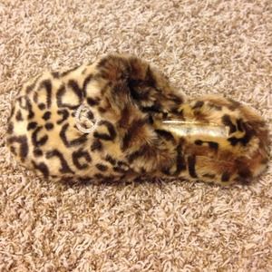 Michael Kors leopard fur slippers