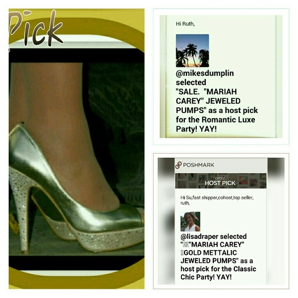 ♡Price ✂️ 🎉HP🎉SEXY "MARIAH CAREY" GOLD PUMPS - Picture 2 of 6