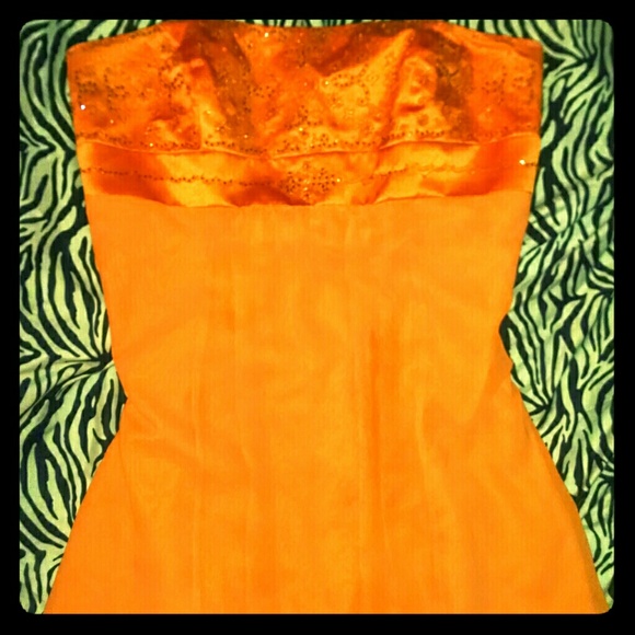 Davids bridal orange formal dress