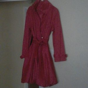 Fushia swing trench coat with high collar