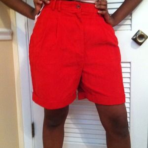Red corduroy shorts
