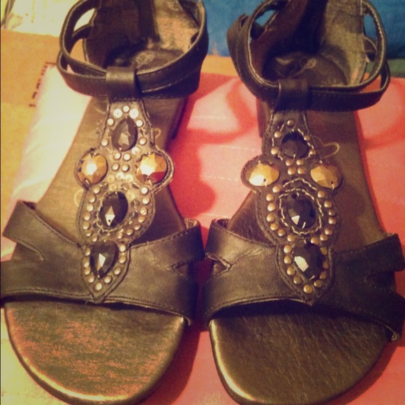 Black Jeweled Sandals!