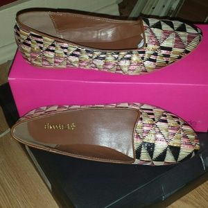 Beige/pink/black flats size 10