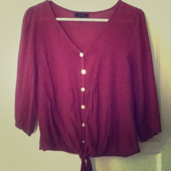 Flowy long sleeve burgundy top