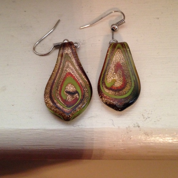 Earthy cyclone glass earrings