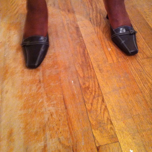 Dark brown low heel mule