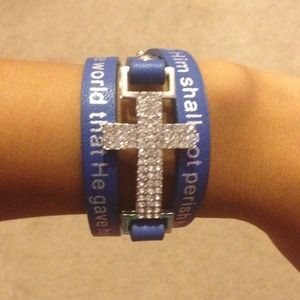 Blue cross wrap bracelet