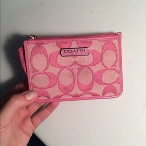 Pink Coach wallet with key ring