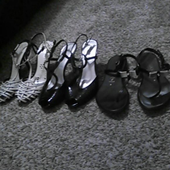 Two pair of heels, 1 sandals