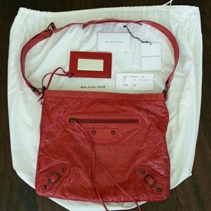 Balenciaga Red Flat Messenger