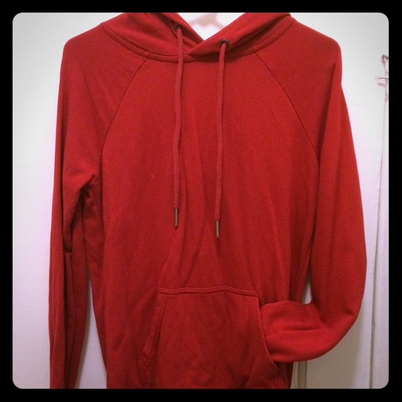 Red terry cloth pullover hoody