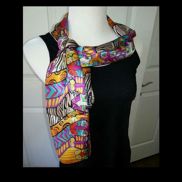 REDUCED 100% Silk Whimsy Cats Scarf - Picture 1 of 3