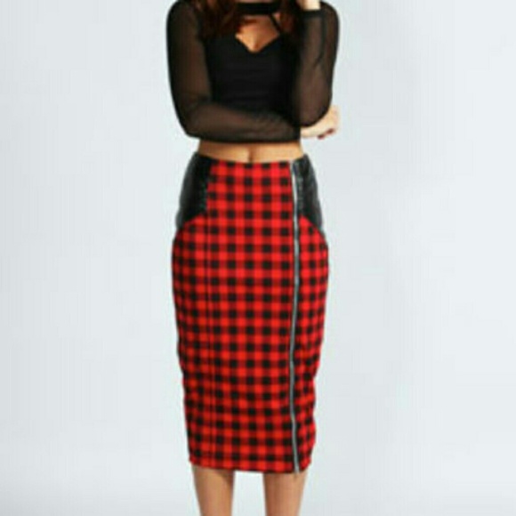 Check Midi Skirt