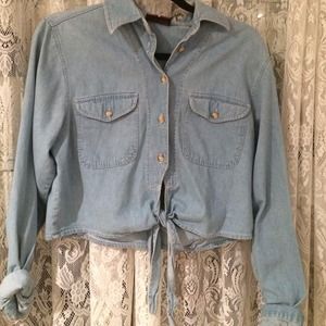 Cropped denim shirt