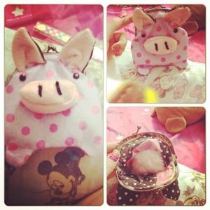 Handmake pig coin purse. MAKE WHEN ORDER.