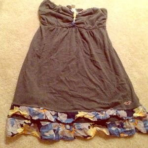 Strapless Hollister gray floral top Size M