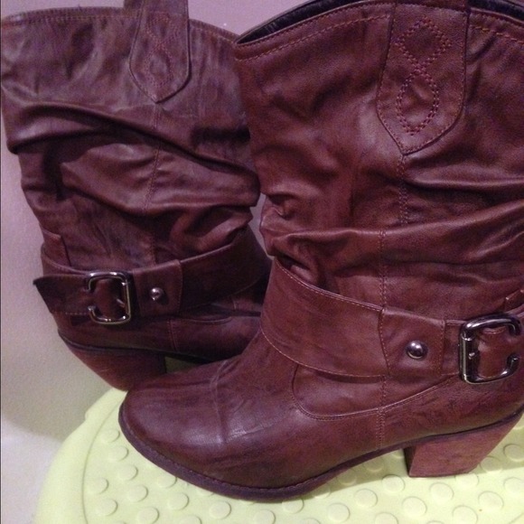 Brown ankle cowboy boots