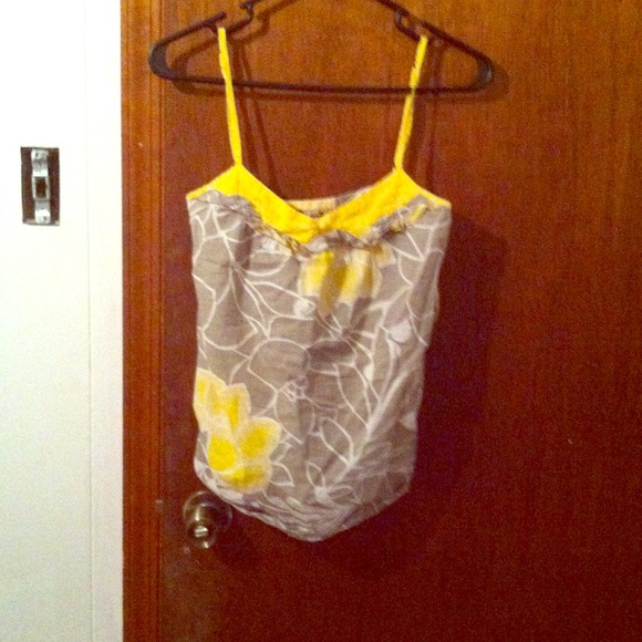 Grey and yellow floral top