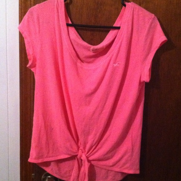 Pink tie front top