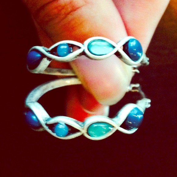 Beautiful IRIDESCENT BLUE and silver EARRINGS!!!