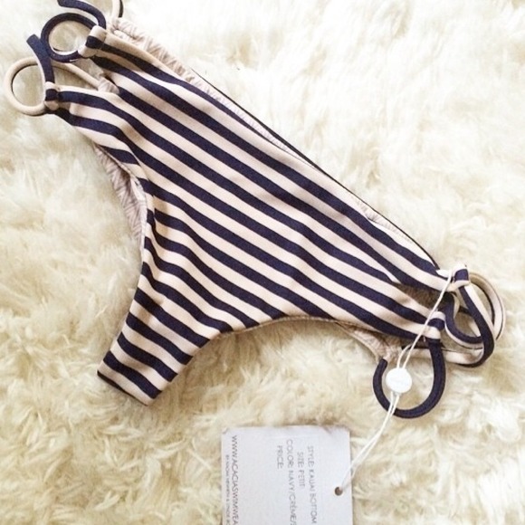 Acacia Swimwear Kauai Bottom in Navy/Cream Stripe