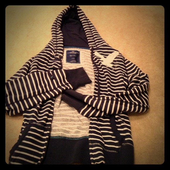 American Eagle navy blue striped jacket Size M