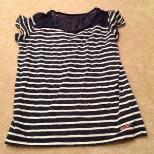 Hollister navy blue striped shirt Size S