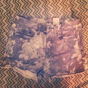 Gray and white floral shorts