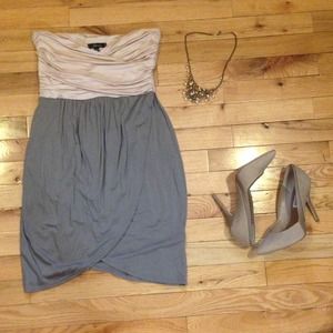 Blush & Grey Dress w/ Sweetheart Cut