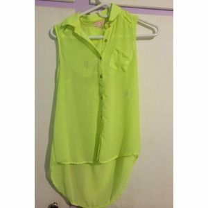 neon yellow high low top with cut out on back
