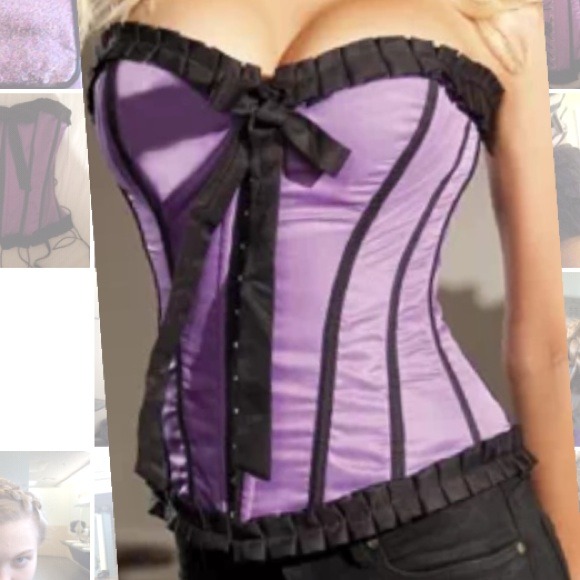 Purple corset size 32 XS small sexy 34 lingerie bow black be wicked bustier
