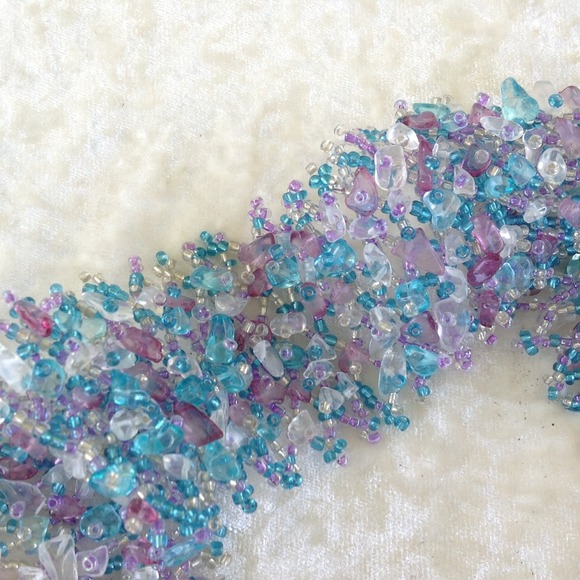 Multilayered light purple & turquoise beaded belt - Picture 3 of 3