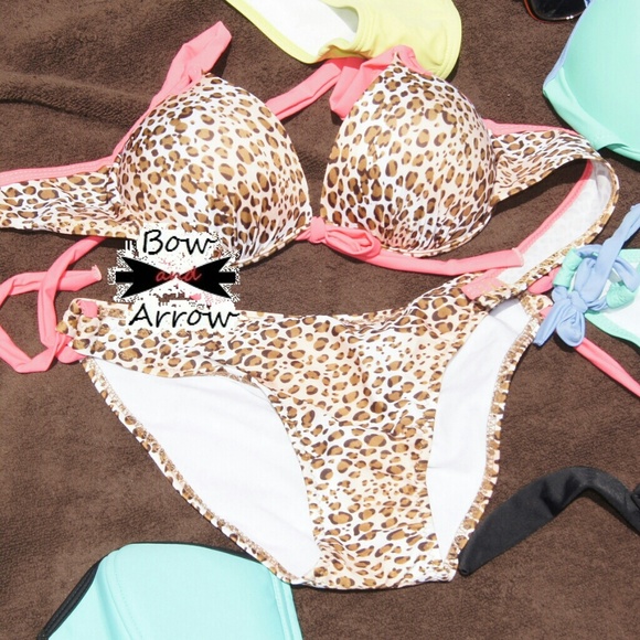 Two piece swimwear bikini leopard with salmon - Picture 1 of 2
