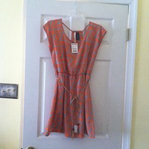 Orange & Turquoise Blue Aztec Dress