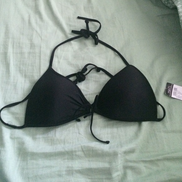 Black halter bathing suit top