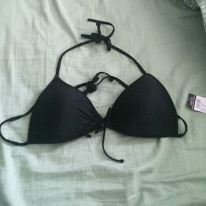 Black halter bathing suit top