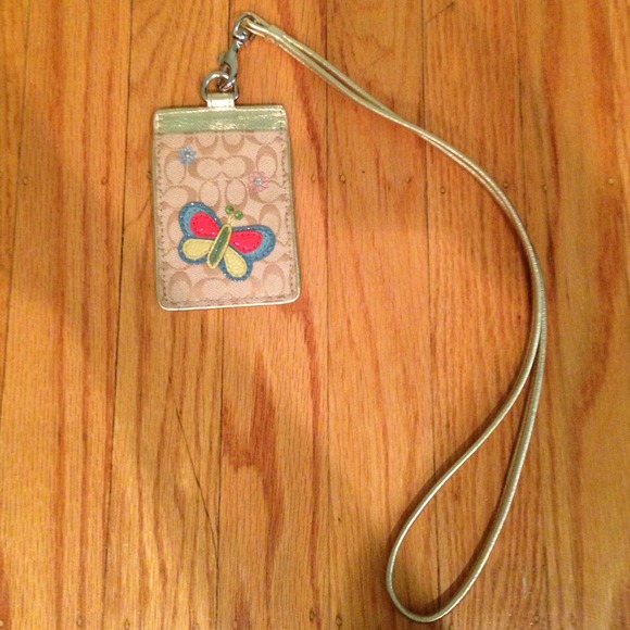 EXTREMELY RARE Coach Butterfly Leather ID Lanyard