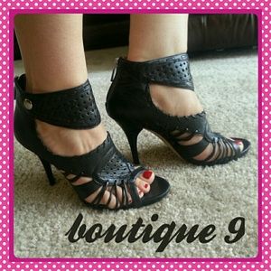 BOUTIQUE 9 STRAPPY LEATHER HEELS