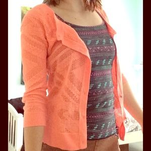 Tribal Cut Out Peach Cardigan