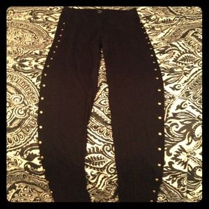 Black leggings with gold studs