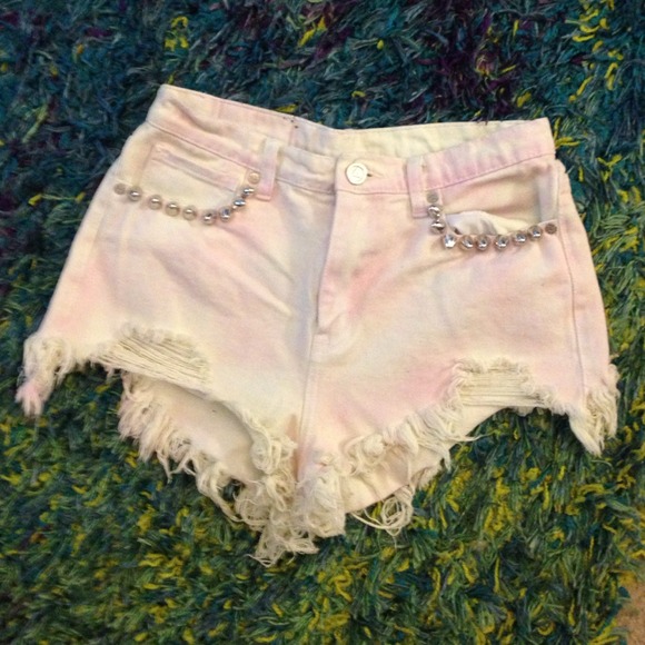 UNIF Cotton Candy Studded Denim Shorts