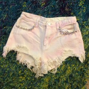 UNIF Cotton Candy Studded Denim Shorts