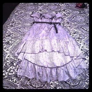 Black and White high to low dress with black belt