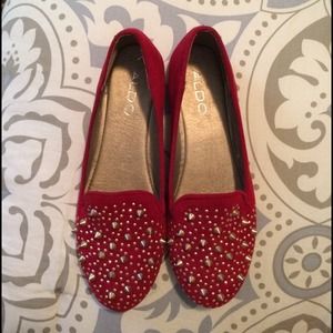 Aldo Red Spiked Flats