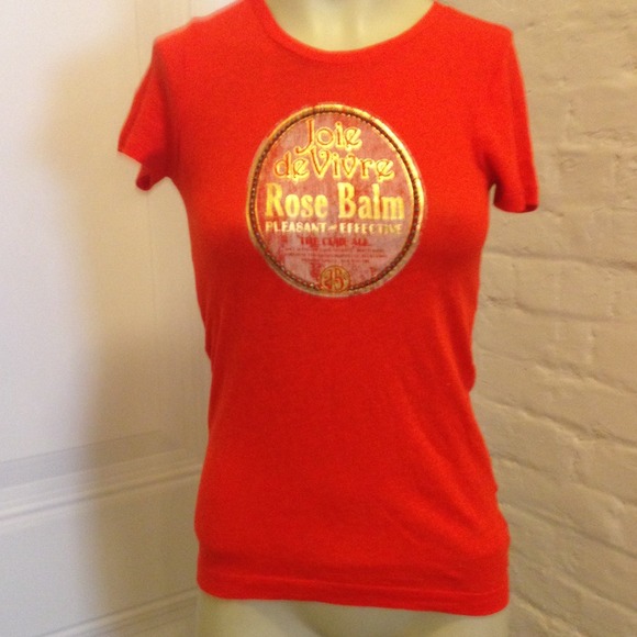 JCREW Tissue T w French Decal and Beading.
