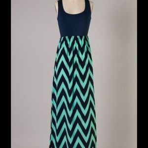 SOLD/Navy & Mint Chevron Maxi