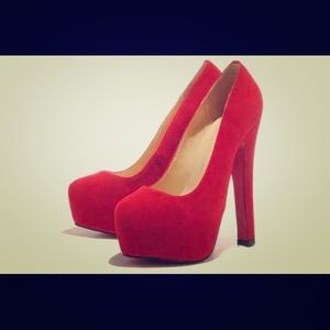 Red suede heels