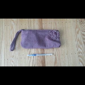 ON HOLD: Purple herringbone print clutch