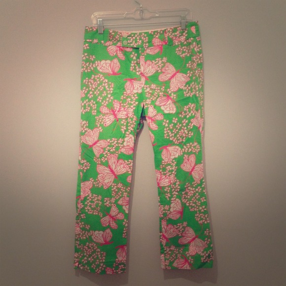 LILLY PULITZER S6 pink and green Capri pants!! - Picture 1 of 4